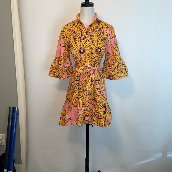FARM Rio Pink Dress with Yellow Sunburst Print - Picture 3 of 13